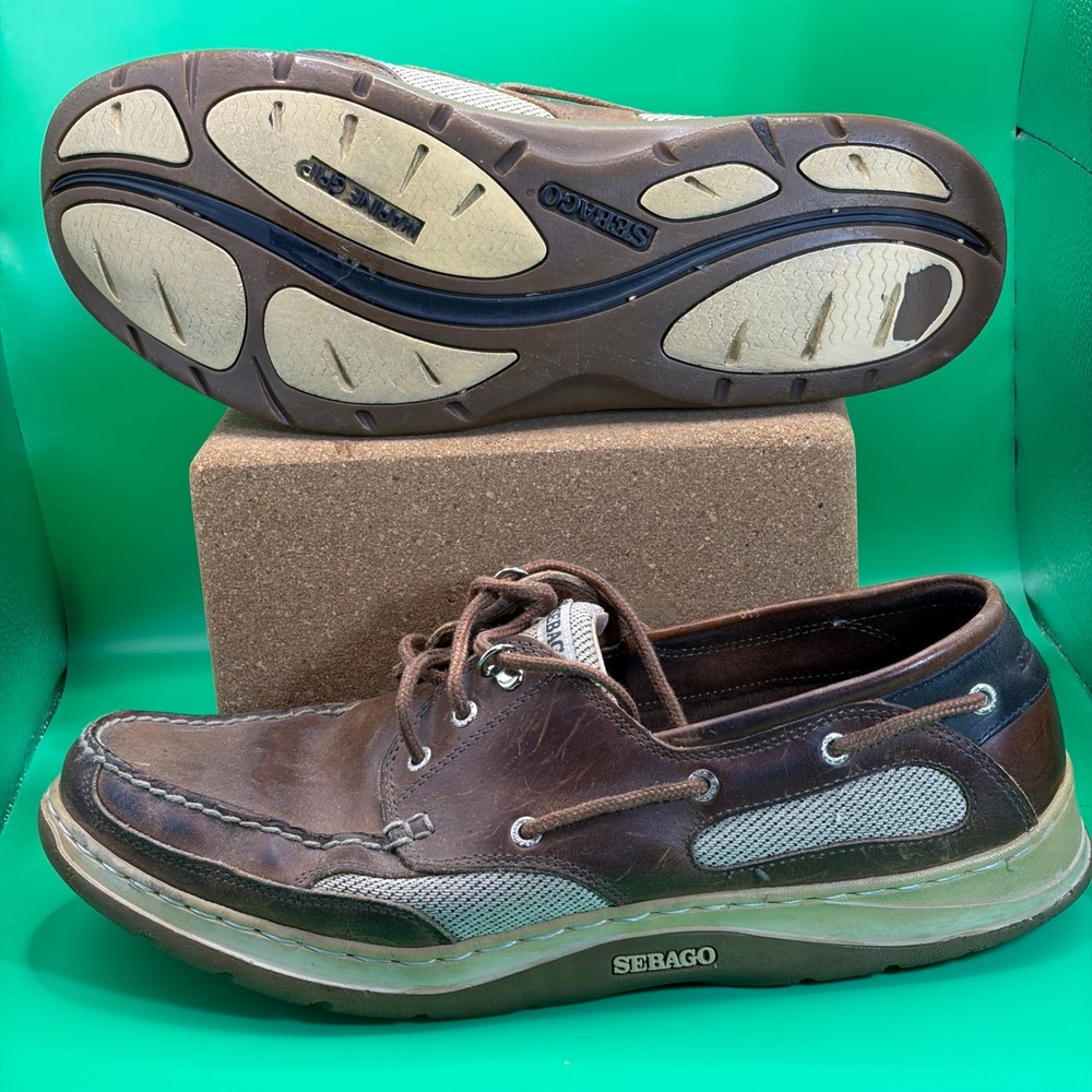 Sebago Clovehitch II Boat Shoes Mens 13 N Walnut Brown‎ Leather Marine Grip Deck